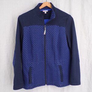 T By Talbots Women's Size Mp Full Zip Black and Blue Quilted Activewear Jacket